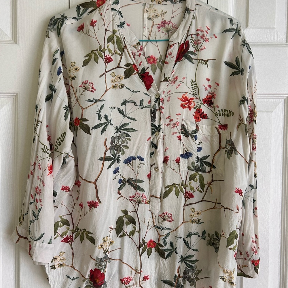 Floral Spring Print Women's Blouse Top